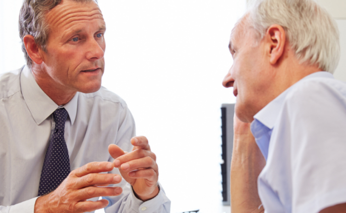 patient talking to doctor